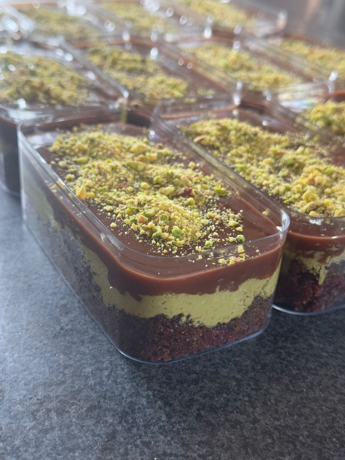 Pistachio & Knafeh Chocolate Cake